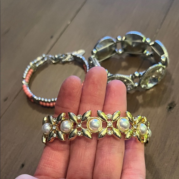 Set of Three Bracelets - Coral, Silver, and Gold - Picture 4 of 4